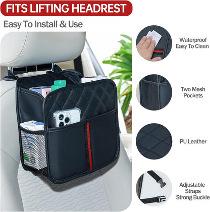 Car Seat Back Organizer with Storage Pockets, 2 Pack Multi Hanging Car Seat Organizer Backseat Car Organizer, Leather Backseat Car Organizer for Kids & Adults with Cup Holders Car Travel Accessories