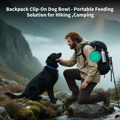 Dog Bowls Pet Collapsible Bowl with Cover Lids,2 Pack Dog Travel Bowls Portable Foldable Cat Water Dish Bowl for Pets Walking Parking Camping (Light Blue and Green, Medium)