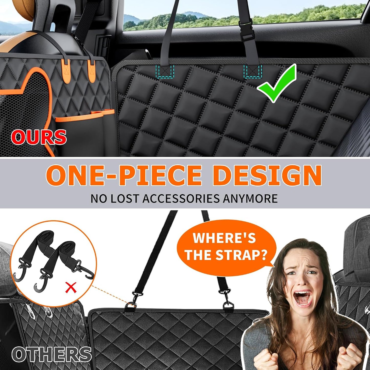 Truck Dog Seat Cover Back Seat, Hard Bottom Heavy-Duty 100Lbs Holding for Dogs