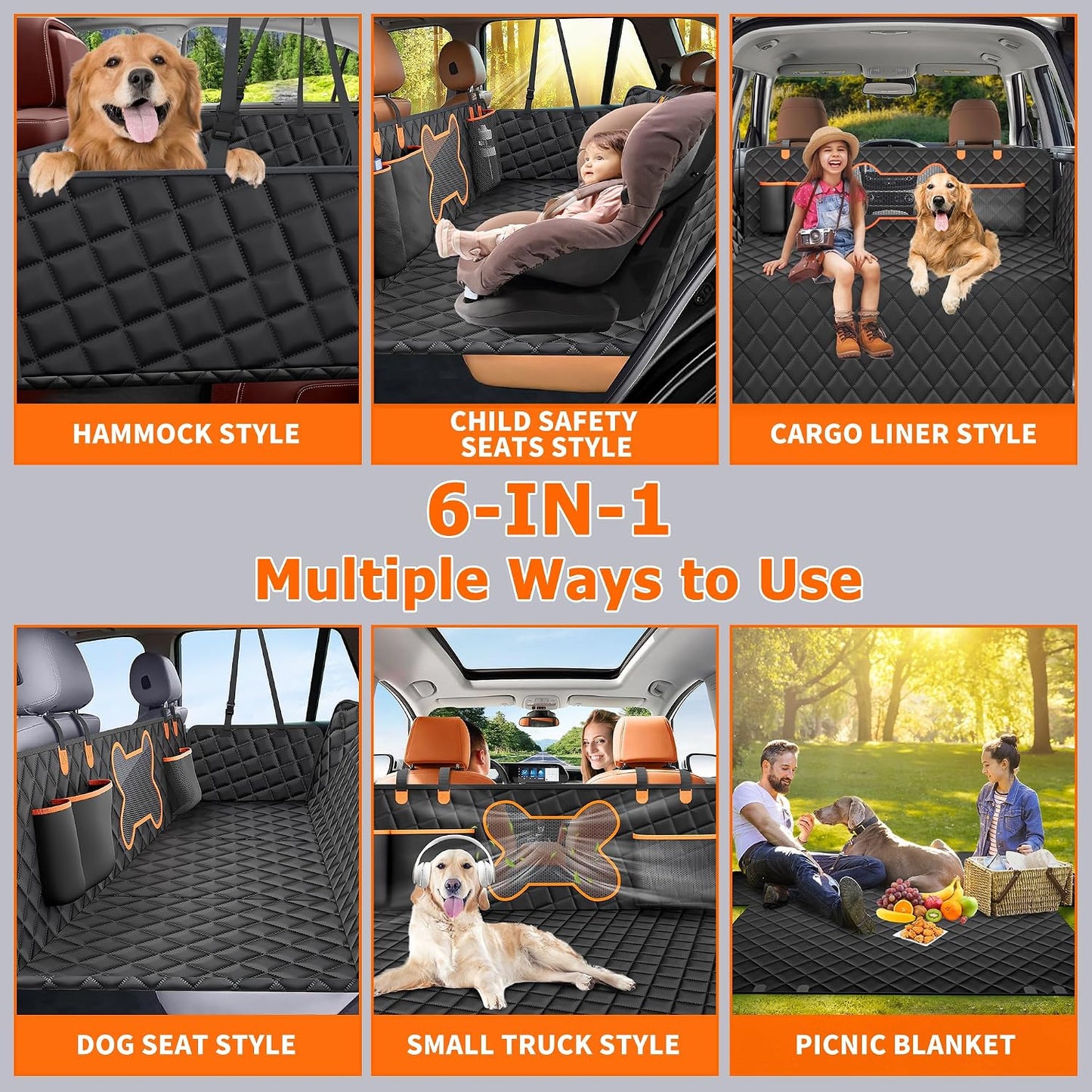 Truck Dog Seat Cover Back Seat, Hard Bottom Heavy-Duty 100Lbs Holding for Dogs